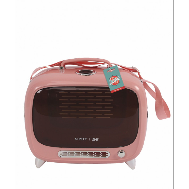 M-Pets Sixties Tv Şeklinde Kedi ve Küçük Irk Köpek Taşıma Çantası 44x26x38 Cm Pembe
