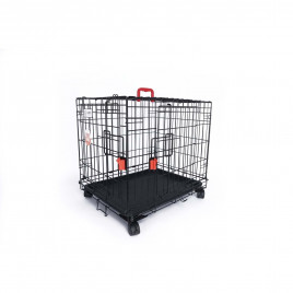 M-Pets Voyager Tekerlekli İki Kapılı Kedi ve Köpek Kafesi 91x58x63 Cm Siyah Large