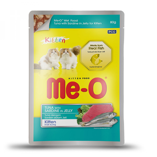 Me-O 12 Adet Ton Balıklı ve Sardalyalı Yavru Pouch 80 Gr | Yavru Kedi Maması