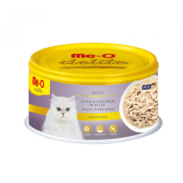 Me-O 6 Adet Delite Adult Tuna & Chicken in Jelly 80 Gr | Tahılsız Kedi Yaş Maması