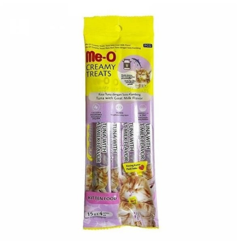 Me-O Creamy Ton Balıklı ve Keçi Sütlü Sıvı Yavru Kedi Ödül Maması 4x15 Gr