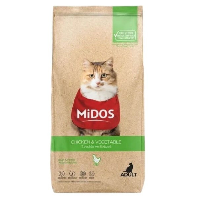 Midos 2 Kg Tavuk ve Sebzeli Yetişkin Kedi Maması 