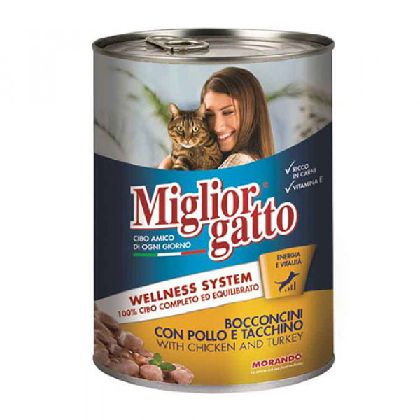 Miglior Gatto 6 Adet Chunks With Chicken And Turkey 405 Gr | Yetişkin Kedi Maması