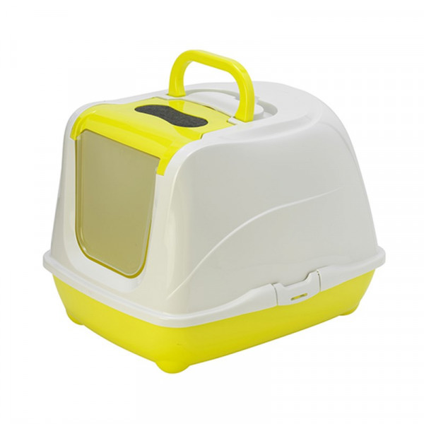 Moderna Flip Cat Filtreli Büyük Kapalı Tuvalet Sarı | Filtreli Kapalı Kedi Tuvaleti