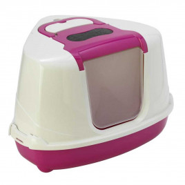 Flip Köşeli Kedi Tuvaleti Fuşya | Filtresiz Kapalı Kedi Tuvaleti
