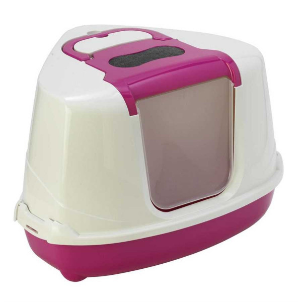 Moderna Flip Köşeli Kedi Tuvaleti Fuşya | Filtresiz Kapalı Kedi Tuvaleti