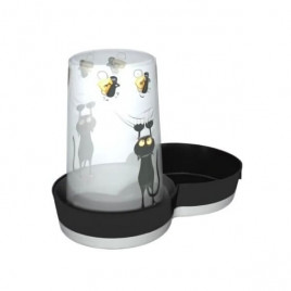 Kedi Desenli Kedi ve Küçük Irk Köpek için Plastik Su Kabı Lacivert 1.5 Lt