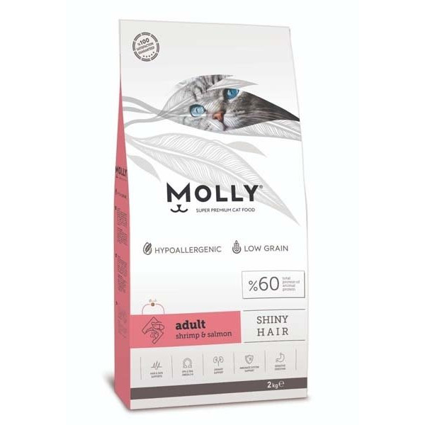 Molly 2 Kg Düşük Tahıllı Hipoalerjenik Karides ve Somonlu Yetişkin | Hipoalerjenik Kedi Maması