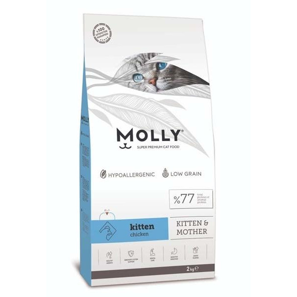 Molly 2 Kg Düşük Tahıllı Hipoalerjenik Tavuklu Kitten Yavru | Yavru Kedi Kuru Maması