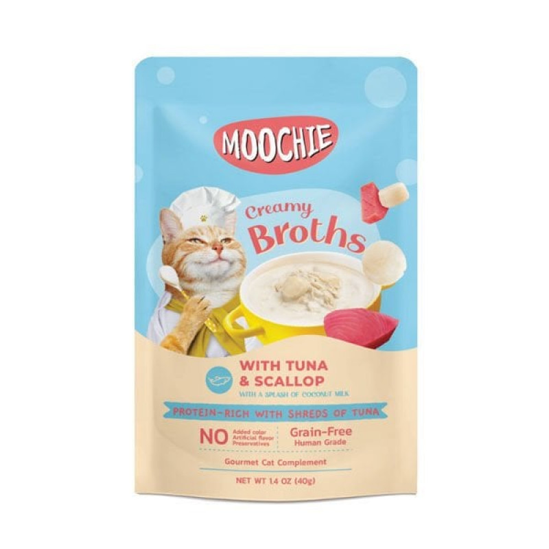 Moochie 40 Gr Creamy Broths Ton ve Deniz Tarağı | Kedi Sıvı Ödül Maması Moochie 40 Gr Creamy Broths Ton ve Deniz Tarağı | Kedi Sıvı Ödül Maması