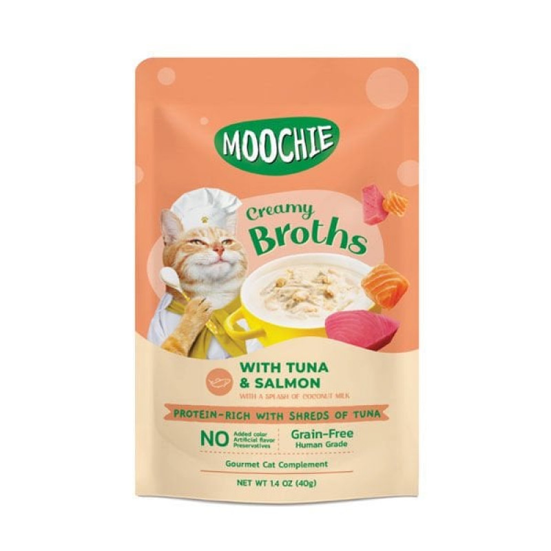 Moochie 40 Gr Creamy Broths Ton ve Somon | Kedi Sıvı Ödül Maması Moochie 40 Gr Creamy Broths Ton ve Somon | Kedi Sıvı Ödül Maması