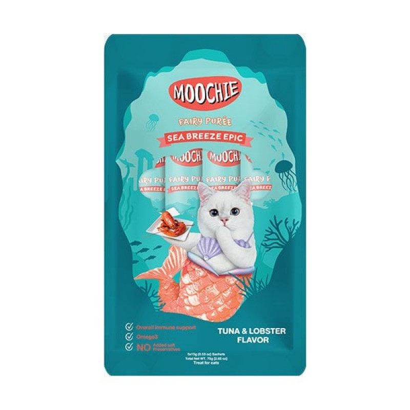 Moochie 75 Gr Fairy Pure Sea Breeze Epic Ton ve Istakoz | Kedi Sıvı Ödül Maması Moochie 75 Gr Fairy Pure Sea Breeze Epic Ton ve Istakoz | Kedi Sıvı Ödül Maması