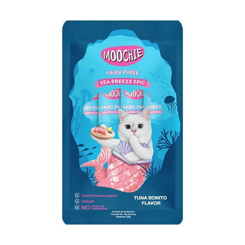 Moochie 75 Gr Fairy Puree Sea Breeze Epic Ton ve Palamut | Kedi Sıvı Ödül Maması Moochie 75 Gr Fairy Puree Sea Breeze Epic Ton ve Palamut | Kedi Sıvı Ödül Maması