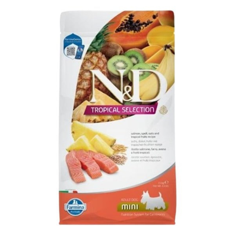 N&D 1,5 Kg Tropical Selection Mini Somon Kılçıksız Buğday ve Tropik Meyveler | Yetişkin Köpek Kuru Maması N&D 1,5 Kg Tropical Selection Mini Somon Kılçıksız Buğday ve Tropik Meyveler | Yetişkin Köpek Kuru Maması