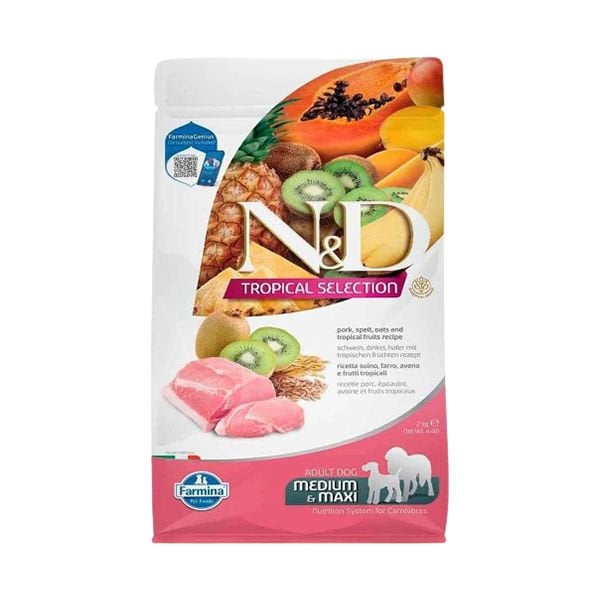 N&D 2 Kg Tropical Selection Medium Maxi Domuz Kılçıksız Buğday ve Tropik Meyveler | Yetişkin Köpek Kuru Maması