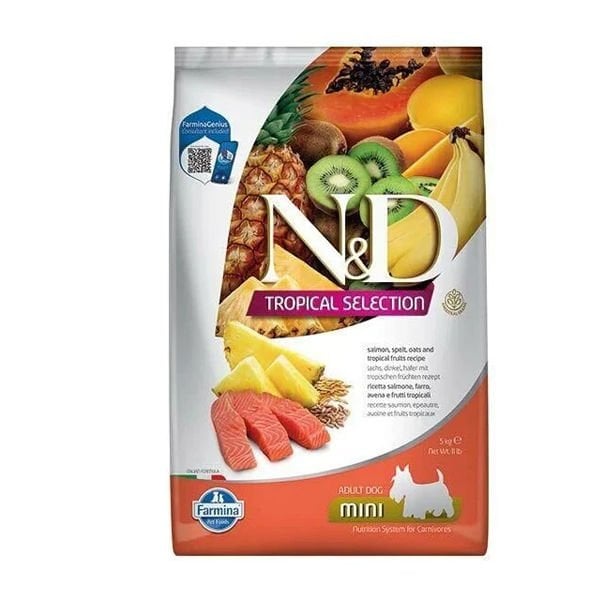 N&D 5 Kg Tropical Selection Mini Somon Kılçıksız Buğday ve Tropik Meyveler | Yetişkin Köpek Kuru Maması