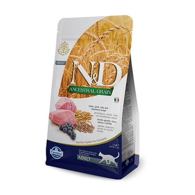 N&D Ancestral Grain 1,5 Kg Kuzu ve Yaban Mersini | Kuzu Etli Kuru Kedi Maması N&D Ancestral Grain 1,5 Kg Kuzu ve Yaban Mersini | Kuzu Etli Kuru Kedi Maması