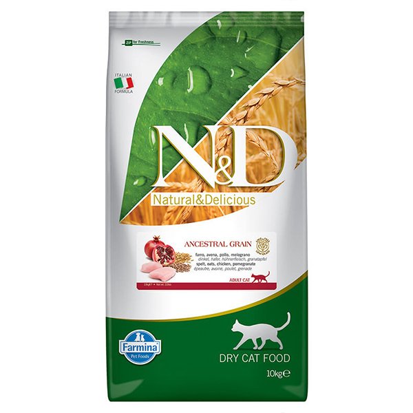 N&D Ancestral Grain 10 Kg Tavuk ve Nar | Yetişkin Kuru Kedi Maması