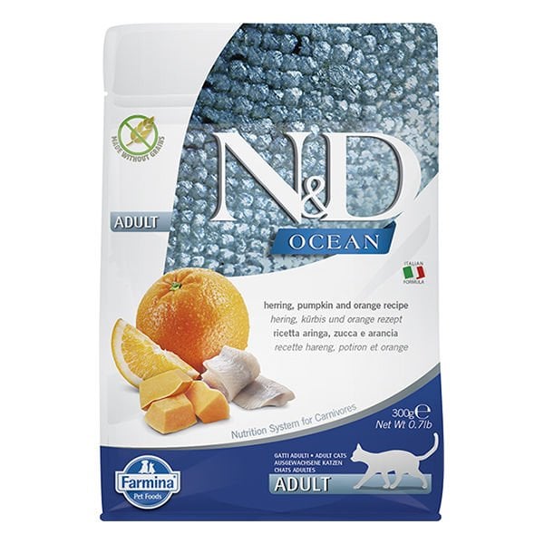 N&D Ocean 300 Gr Ringa Balkabağı ve Portakal | Yetişkin Kuru Kedi Maması