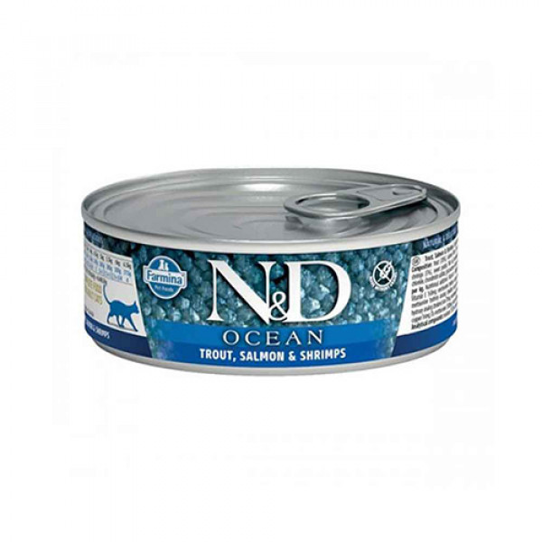 N&D Ocean 6 Adet Alabalık Somon ve Karides 70 Gr | Yetişkin Kedi Maması