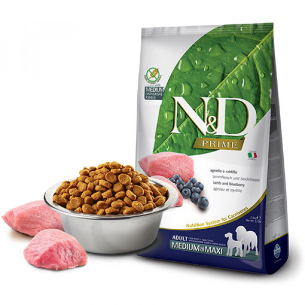N&D Prime 2,5 Kg Medium Maxi Kuzu ve Yaban Mersini | Yetişkin Köpek Kuru Maması