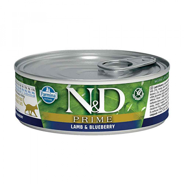 N&D Prime 6 Adet Kuzu ve Yaban Mersini 80 Gr | Yetişkin Kedi Maması