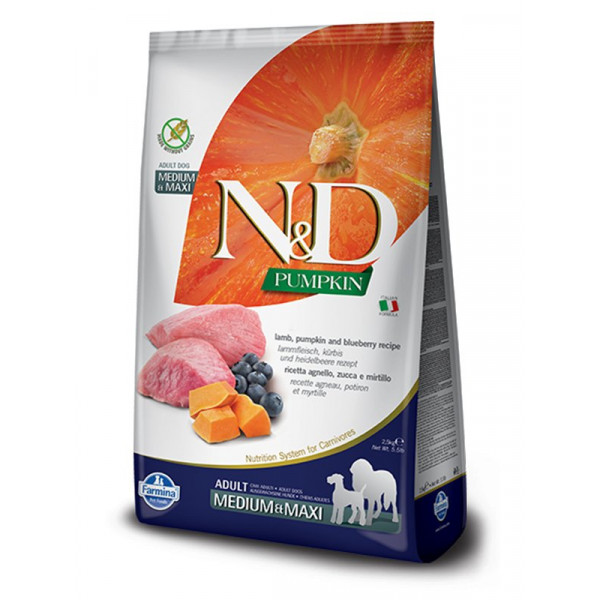 N&D Pumpkin 2,5 Kg Medium Maxi Kuzu Balkabağı ve Yaban Mersini | Yetişkin Köpek Kuru Maması