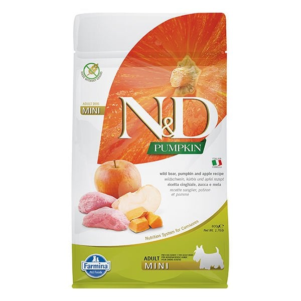 N&D Pumpkin 800 Gr Mini Yaban Domuzu Balkabağı ve Elma | Yetişkin Köpek Kuru Maması