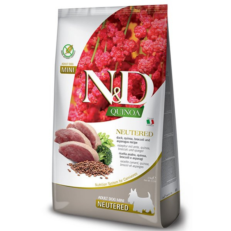 N&D Quinoa 2.5 Kg Mini Ördek ve Brokoli Yetişkin Kısırlaştırılmış