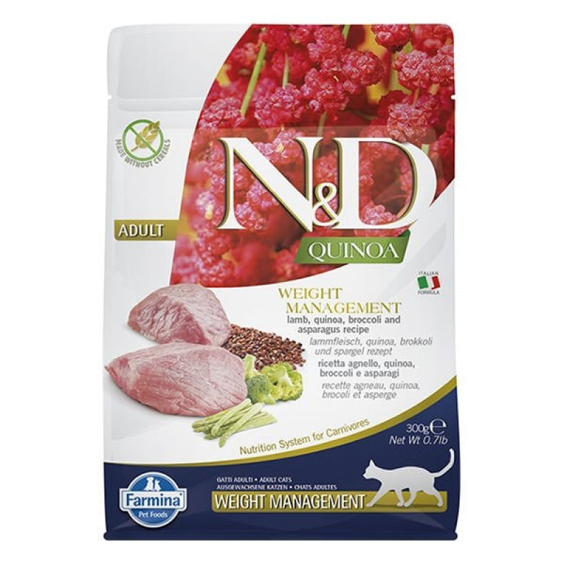 N&D Quinoa 300 Gr Weight Management Kuzu Brokoli ve Kuşkonmaz | Yetişkin Kuru Kedi Maması N&D Quinoa 300 Gr Weight Management Kuzu Brokoli ve Kuşkonmaz | Yetişkin Kuru Kedi Maması