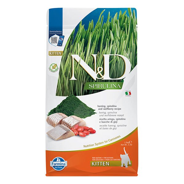 N&D Spirulina 1,5 Kg Kitten Ringa ve Kurt Üzümü | Yavru Kedi Kuru Maması