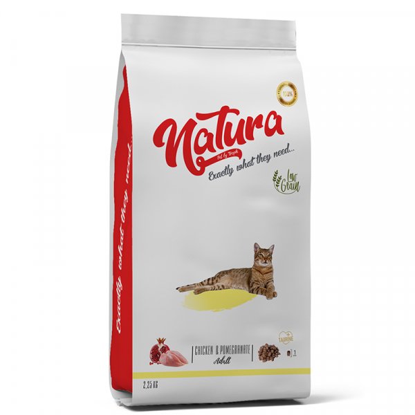 Natura 2.25 Kg Adult Düşük Tahıllı Tavuklu ve Narlı Yetişkin | Yetişkin Kuru Kedi Maması