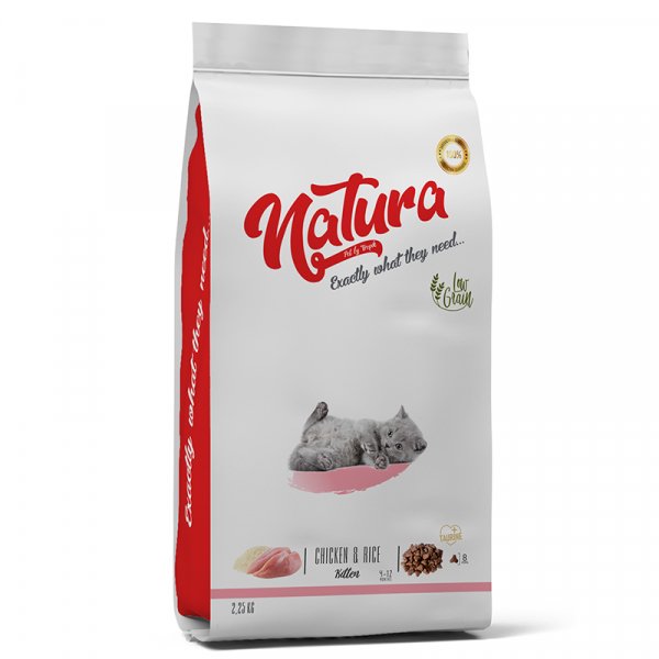 Natura 2.25 Kg Kitten Düşük Tahıllı Tavuklu Yavru | Yavru Kedi Kuru Maması