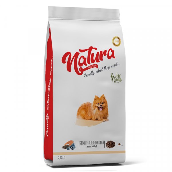 Natura  2.75 Kg Adult Düşük Tahıllı Somonlu ve Chia Tohumlu Küçük Irk Yetişkin | Yetişkin Köpek Kuru Maması