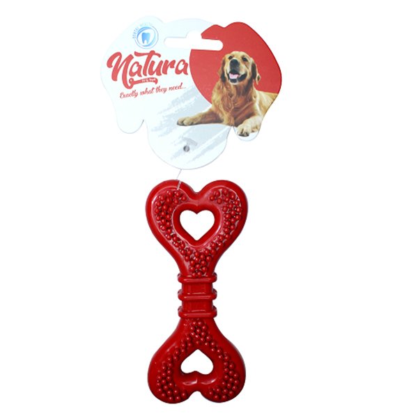 Natura 12,5 Cm Plastik Kalp Kemik Oyuncak | Köpek Çiğneme