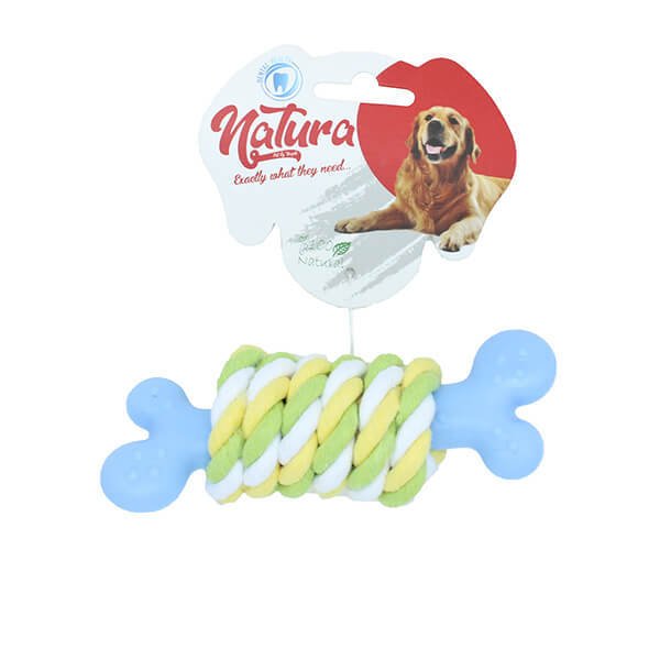 Natura 14 cm Plastik Kemik Halatlı Çiğneme Oyuncağı | Köpek Çiğneme