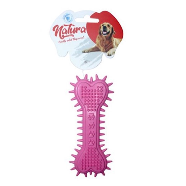 Natura 15 Cm Plastik Kalp Pati Desen Kemik Oyuncak | Köpek Çiğneme