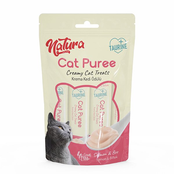 Natura 4 Adet Cat Pure Somonlu & Sığır Etli | Kedi Sıvı Ödül Maması