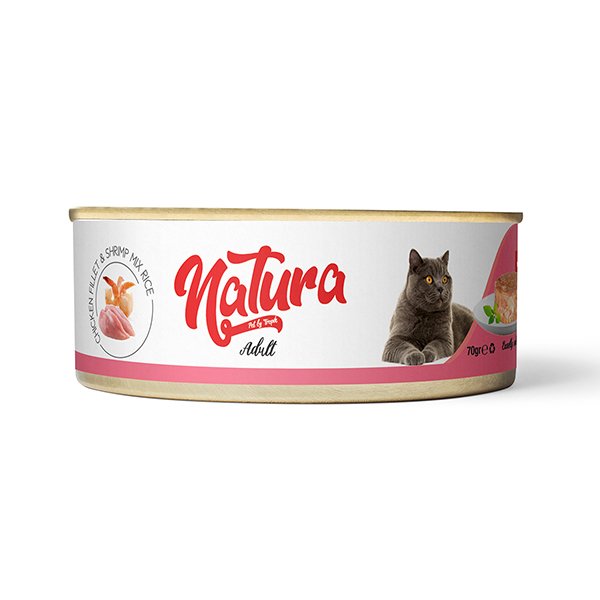 Natura 70 Gr Adult Tahılsız Tavuk Fileto ve Karidesli Yetişkin | Yetişkin Kedi Maması