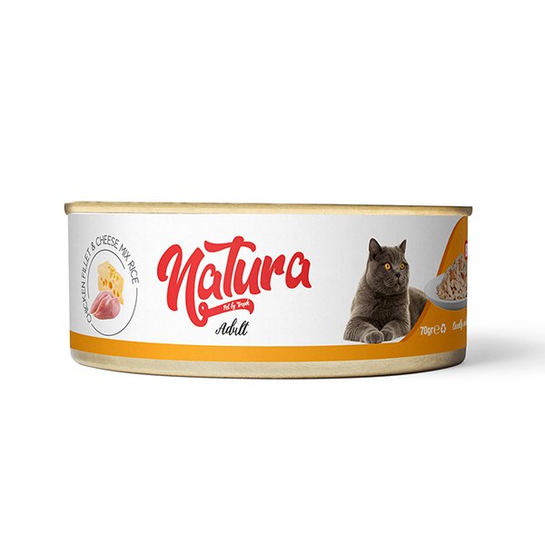 Natura 70 Gr Adult Tahılsız Tavuk Fileto ve Peynirli Yetişkin | Yetişkin Kedi Maması
