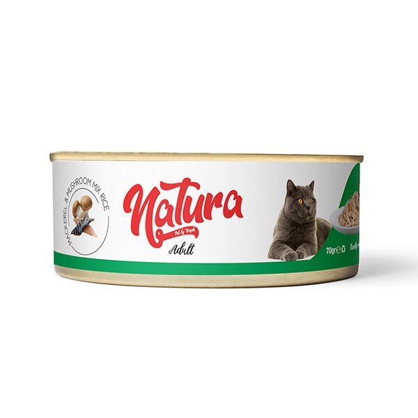 Natura 70 Gr Adult Tahılsız Uskumru ve Mantarlı Yetişkin | Yetişkin Kedi Maması