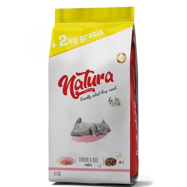 Natura 8+2 Kg Low Grain Kitten Tavuk | Yavru Kedi Kuru Maması