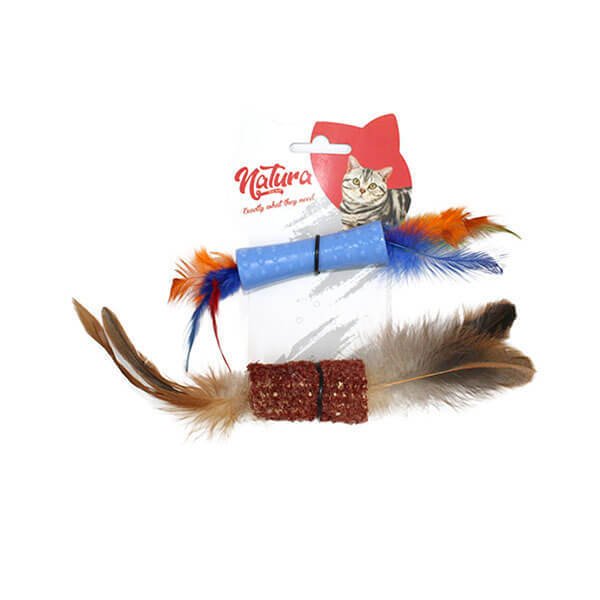 Natura Plastik ve Koçan İkili Diş Kaşıma Oyuncağı | Kedi Çiğneme Oyuncağı