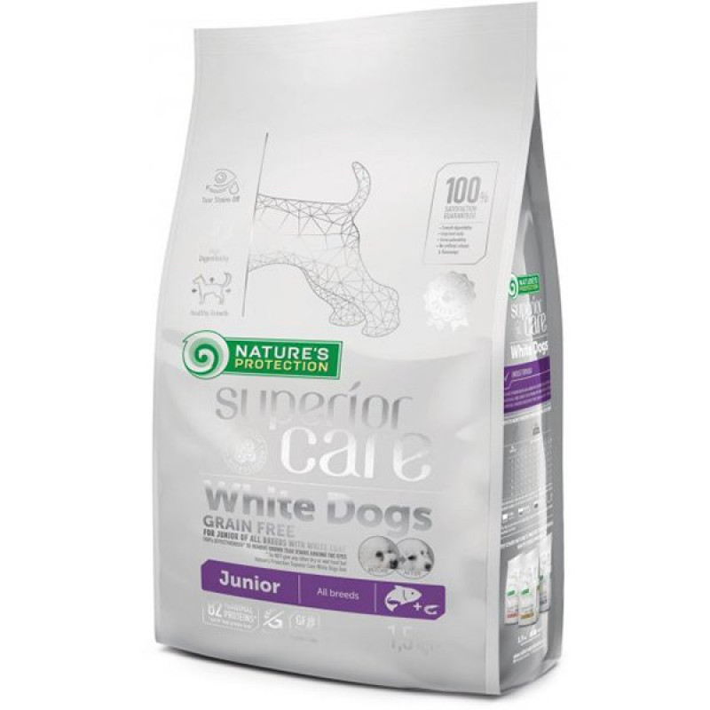 Natures Protection 1.5 Kg Junior Somonlu Tahılsız Beyaz Tüylü Yavru | Yavru Köpek Kuru Maması