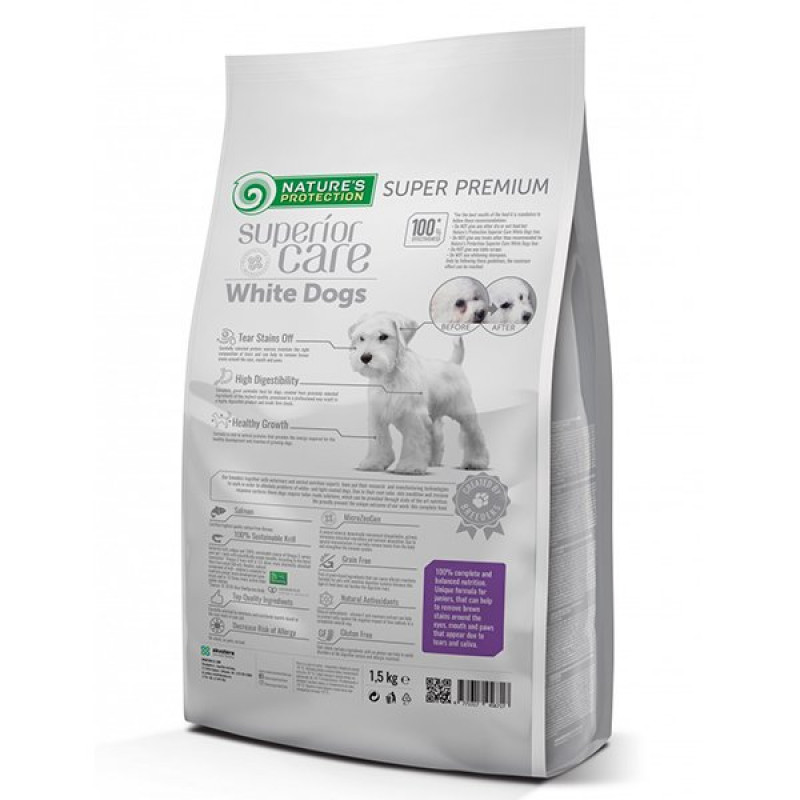 Natures Protection 1.5 Kg Junior Somonlu Tahılsız Beyaz Tüylü Yavru | Yavru Köpek Kuru Maması