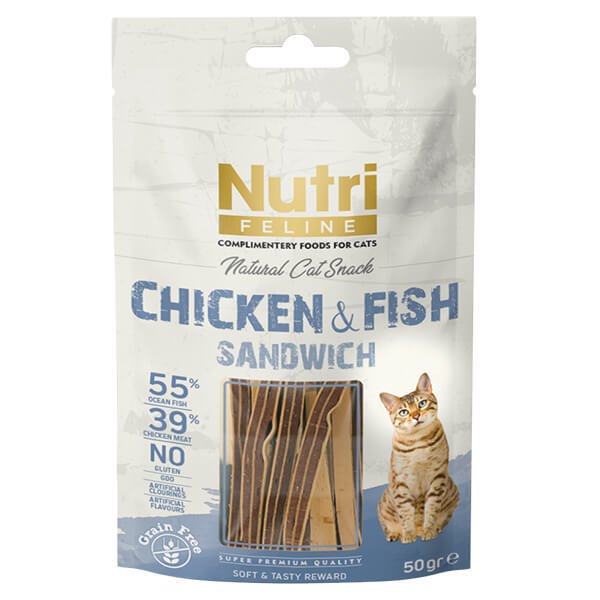 Nutri Feline 50 Gr Tavuklu Ve Balıklı Tahılsız | Kedi Bisküvi Ödül Maması
