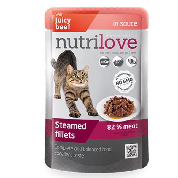 Nutrilove 85 gr Sığır Etli ve Soslu Pouch 