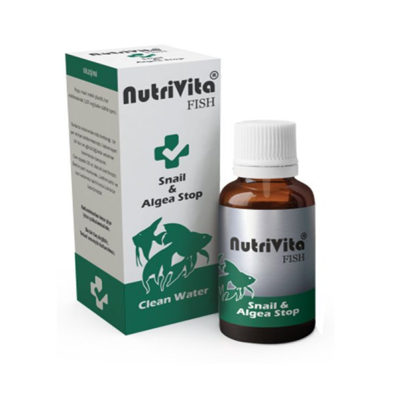 NutriVita 30 Ml Fish Snail & Algea Stop Akvaryum Salyangoz ve Yosun Giderici | Akvaryum Yosun Giderici