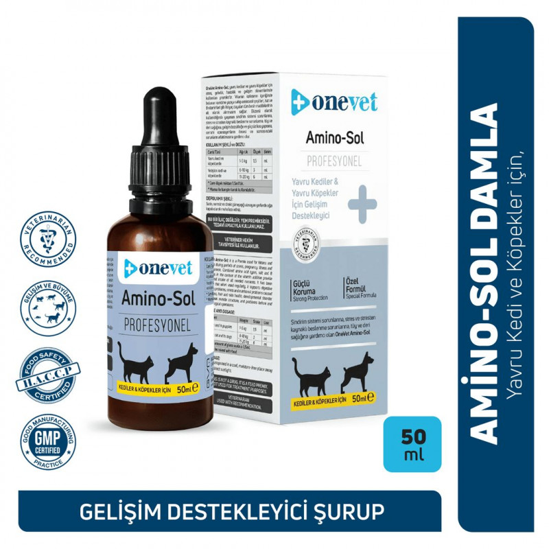 OneVet Amino-Sol 50 Ml Yavru Kedi ve Köpekler İçin Gelişim Destekleyici Damla 