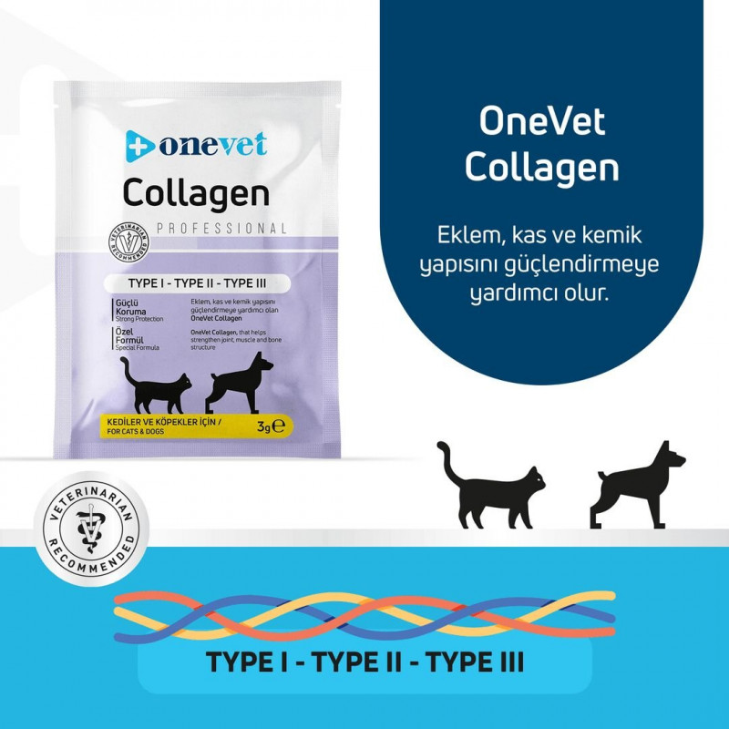 OneVet Collagen 3 Gr Kedi ve Köpekler için Eklem ve Kas Destekleyici Saşe 